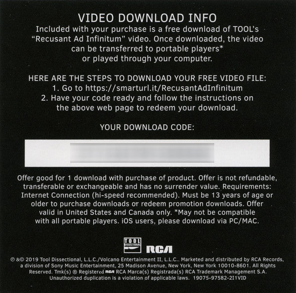 Tool (2) - Fear Inoculum (Expanded Book Edition CD RCA/Tool Dissectional 19075-97582-2) | NEW - ALT/INDIE *NEW*