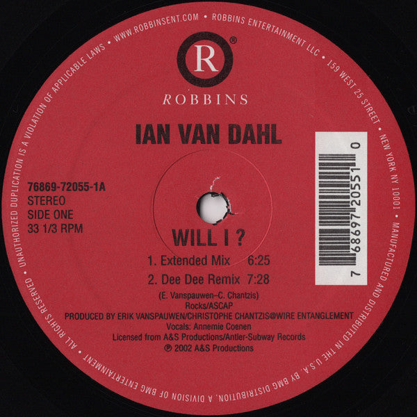 Ian Van Dahl Will I ? 12" Very Good Plus (VG+) Very Good Plus (VG+)