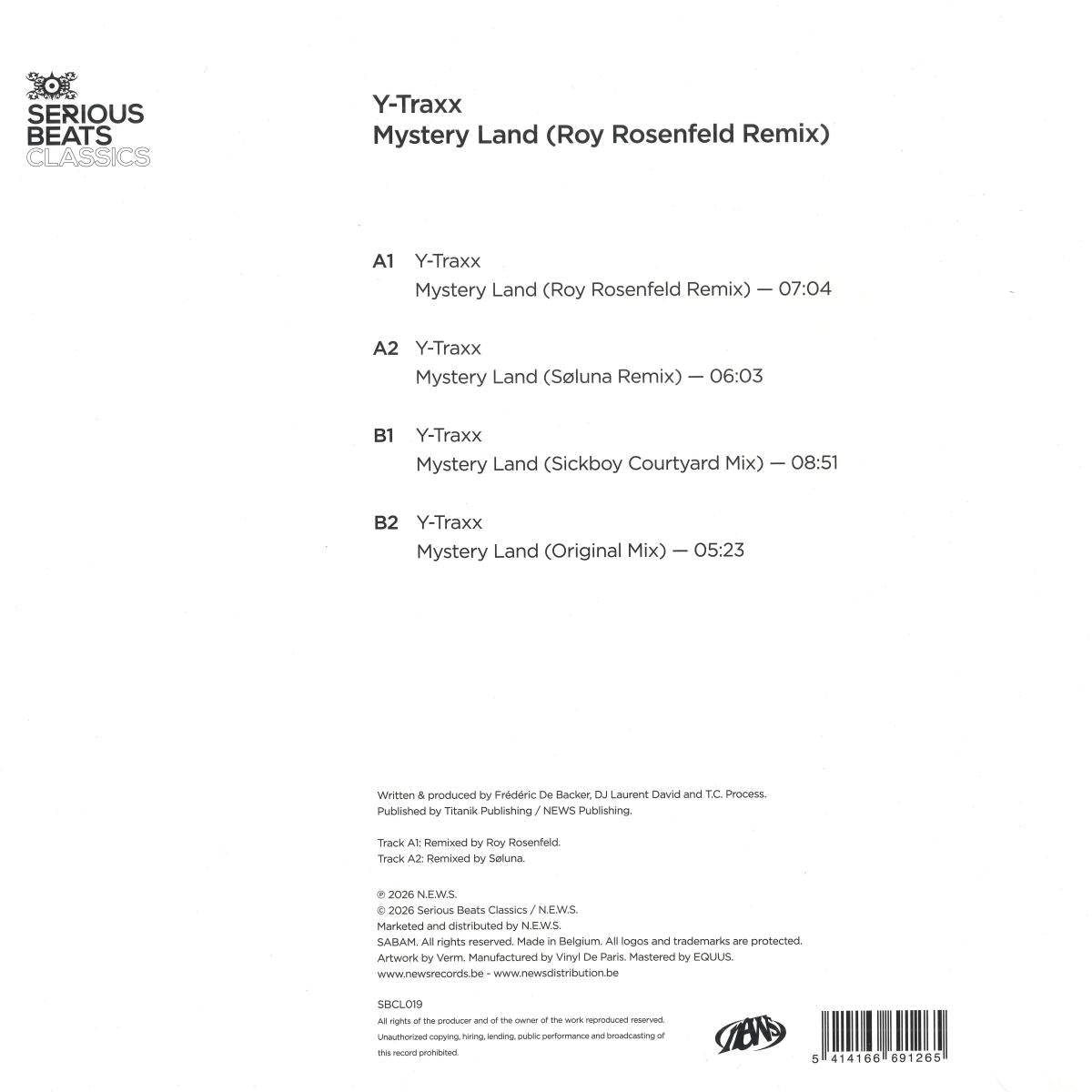 Y-TRAXX - MYSTERY LAND (ROY ROSENFELD REMIX) (VINYL 12" Serious Beats Classics SBCL019 2026) | - TRANCE *NEW*