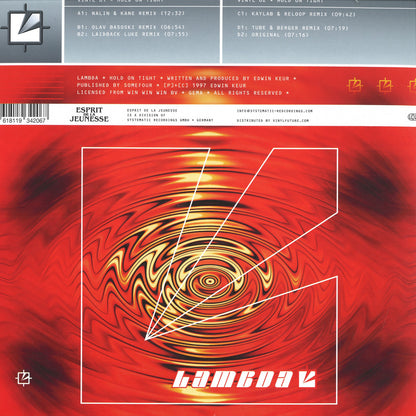 Lambda - Hold On Tight Remixes (RED VINYL 2x12" Esprit de la Jeunesse) | NEW Mint (M) Mint (M) - TRANCE *NEW*