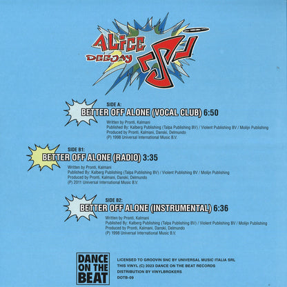 Alice Deejay - Better Off Alone (VINYL 12" Dance On The Beat DOTB-09 2023) | Mint (M) Mint (M) - TRANCE *NEW*
