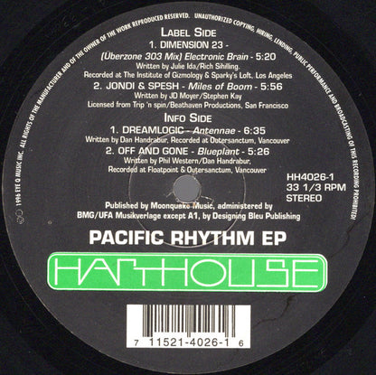 Various - Pacific Rhythm EP (VINYL LP) | Excellent (EX) Very Good Plus (VG+) - TRANCE / USED *EXCELLENT*