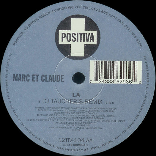 Marc Et Claude - La (VINYL LP) | Excellent (EX) Excellent (EX) - TRANCE / USED *EXCELLENT*