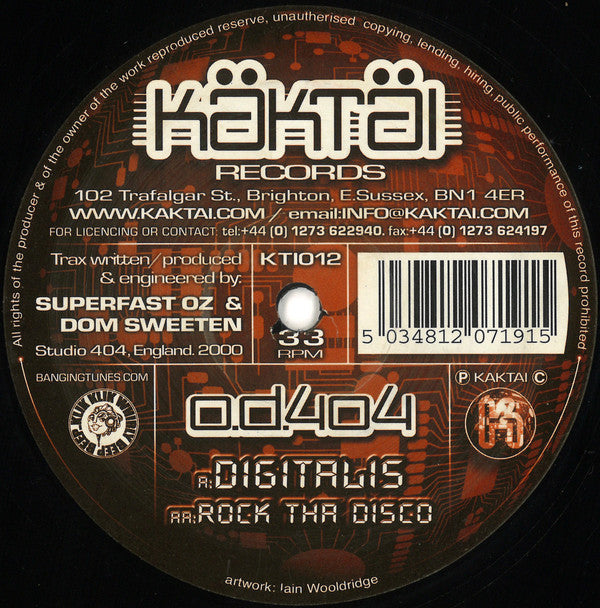 OD404 - Digitalis / Rock Tha Disco | Excellent (EX) Near Mint (NM) - TRANCE / USED *EXCELLENT*