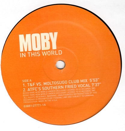 Moby - In This World / In My Heart | Excellent (EX) Excellent (EX) - TRANCE / USED *EXCELLENT*