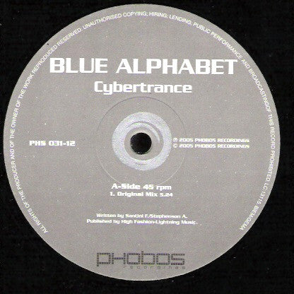 Blue Alphabet - Cybertrance (VINYL) | Near Mint (NM) Excellent+ (EX+) - TRANCE / USED *NEAR MINT*