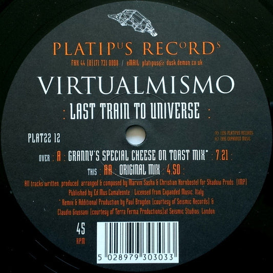 Virtualmismo - Last Train To Universe | Very Good (VG) Generic - TRANCE / USED *VERY GOOD-*