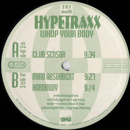 Hypetraxx - Whop Your Body | Very Good Plus (VG+) Good Plus (G+) - TRANCE / USED *VERY GOOD+*