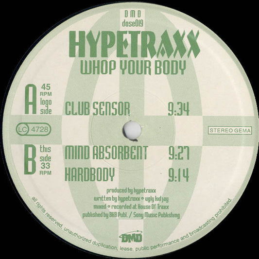 Hypetraxx - Whop Your Body | Very Good Plus (VG+) Good Plus (G+) - TRANCE / USED *VERY GOOD+*