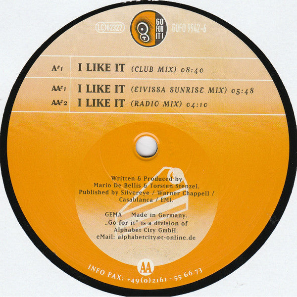 Mario De Bellis - I Like It | Very Good Plus (VG+) Excellent (EX) - TRANCE / USED *VERY GOOD+*
