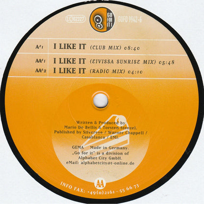 Mario De Bellis - I Like It | Very Good Plus (VG+) Excellent (EX) - TRANCE / USED *VERY GOOD+*
