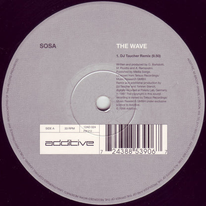 Sosa - The Wave (VINYL 12" ADDITIVE 12AD 024 1998) | Very Good Plus Plus (VG++) Excellent+ (EX+) - TRANCE / USED *VERY GOOD++*