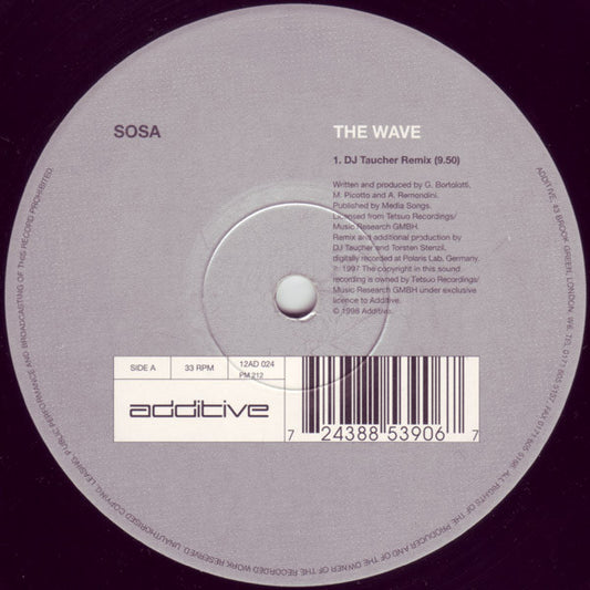 Sosa - The Wave (VINYL 12" ADDITIVE 12AD 024 1998) | Very Good Plus Plus (VG++) Excellent+ (EX+) - TRANCE / USED *VERY GOOD++*