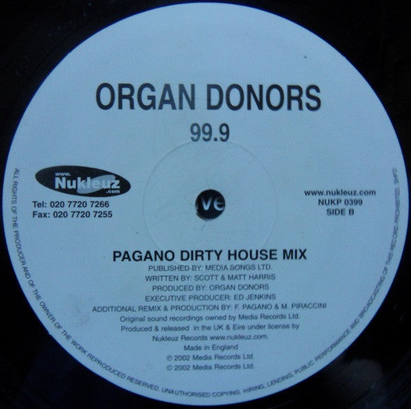 Organ Donors - 99.9 | Very Good Plus (VG+) Excellent (EX) - TRANCE / USED *VERY GOOD+*