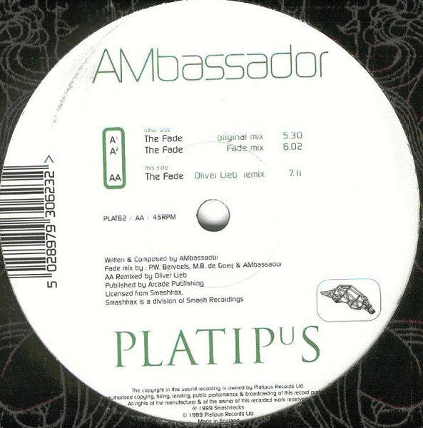 AMBASSADOR (2) - The Fade (VINYL LP Platipus PLAT62 1999) | Very Good Plus (VG+) Very Good Plus (VG+) - TRANCE / USED *VERY GOOD+*