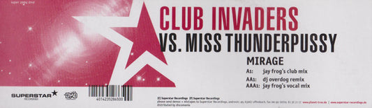 Club Invaders - Mirage | Very Good Plus (VG+) Generic - TRANCE / USED *VERY GOOD++*