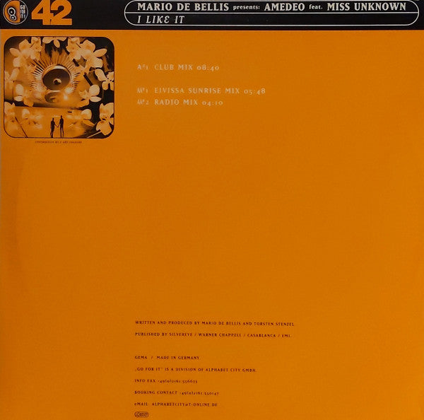 Mario De Bellis I Like It 12" Very Good Plus (VG+) Excellent (EX)