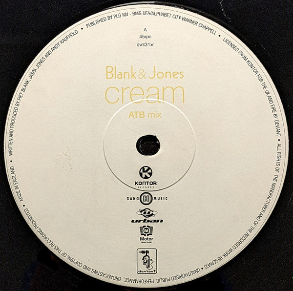 Cream (12" vinyl) | Very Good (VG) Very Good Plus (VG+) - TRANCE / USED *VERY GOOD*