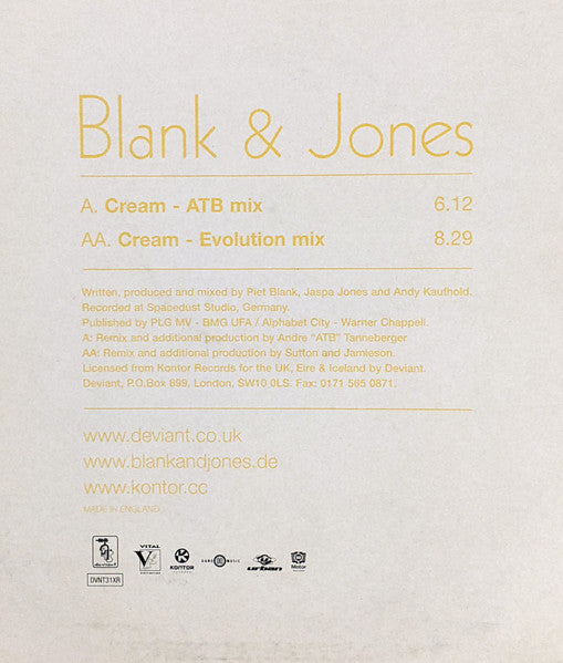 Cream (12" vinyl) | Very Good (VG) Very Good Plus (VG+) - TRANCE / USED *VERY GOOD*