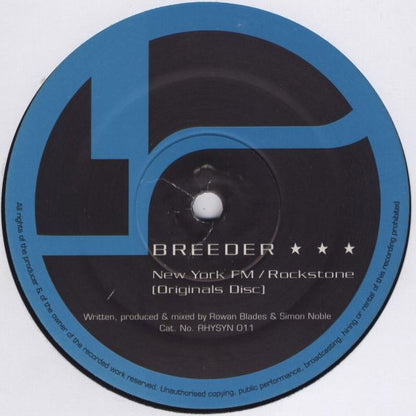 Breeder - New York FM / Rockstone (Originals Disc) | Very Good (VG) Generic - TRANCE / USED *VERY GOOD*