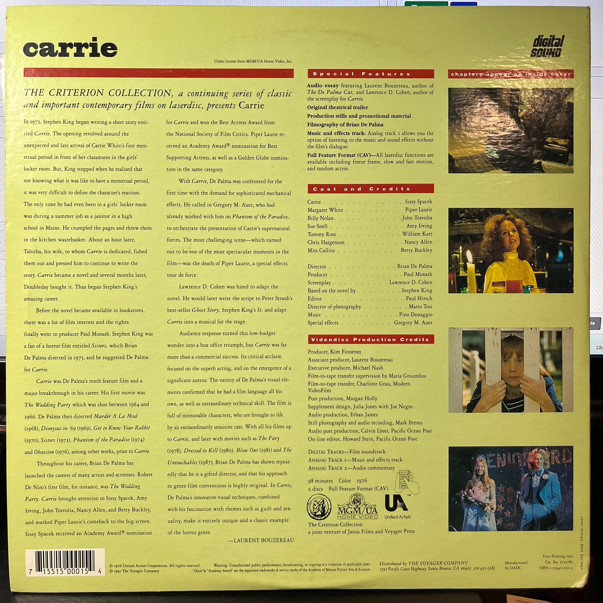 CARRIE (LASER DISC MOVIE) | - USED *NEAR MINT*