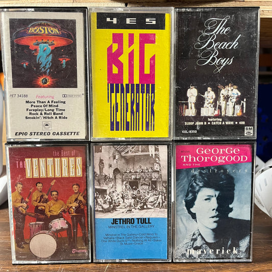 6 CASSETTE LOT / BOSTON / YES / BEACH BOYS / VENTURES / JETHRO TULL / GEORGE THOROGOOD | Very Good Plus (VG+) Very Good Plus (VG+) - USED *VERY GOOD+*