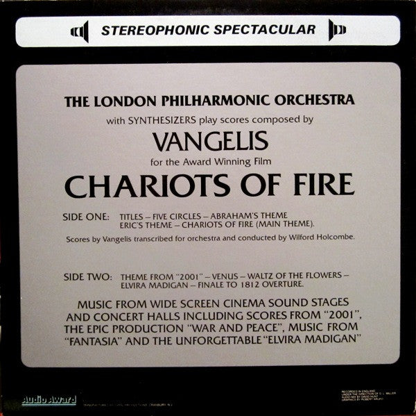 Vangelis, The London Philharmonic Orchestra Chariots Of Fire And Other Award Winning Scores From The Cinema Sound Stages And Concert Halls Audio Award, Audio Award LP, Comp Near Mint (NM or M-) Very Good Plus (VG+)