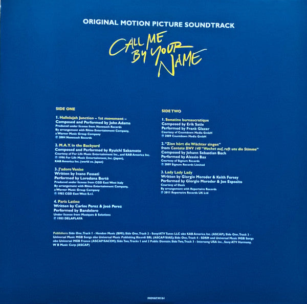 Call Me By Your Name (Original Motion Picture Soundtrack) | Mint (M) Mint (M) - SOUNDTRACK *COLOR*