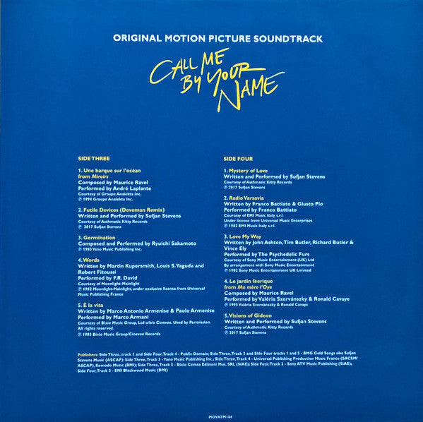Call Me By Your Name (Original Motion Picture Soundtrack) | Mint (M) Mint (M) - SOUNDTRACK *COLOR*
