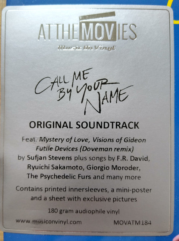 Various Call Me By Your Name (Original Motion Picture Soundtrack) Music On Vinyl, Sony Pictures Classics, Masterworks (3) 2xLP, Album, RE, 180 Mint (M) Mint (M)