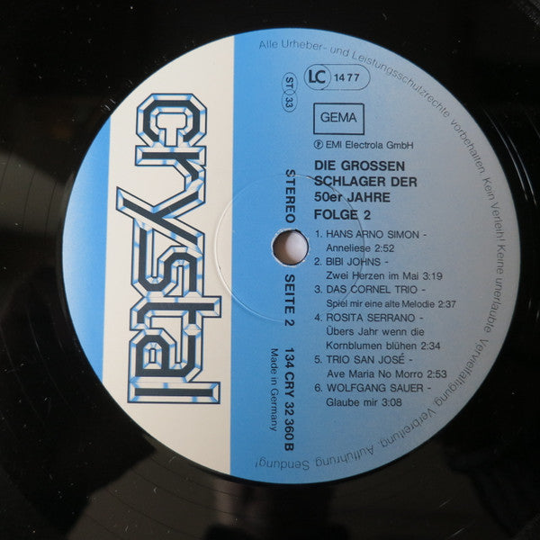 Die Grossen Schlager Der 50er Jahre Folge 2 | Very Good Plus (VG+) Generic