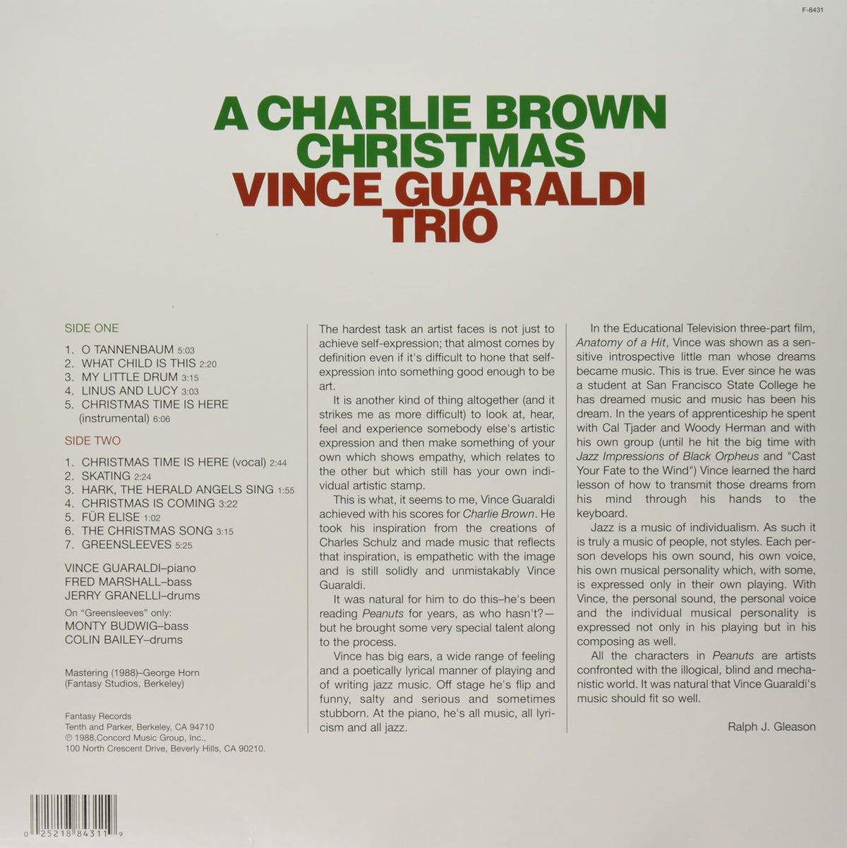 Vince Guaraldi Trio - A Charlie Brown Christmas Vinyl LP (CHRISTMAS RED VINYL) |
