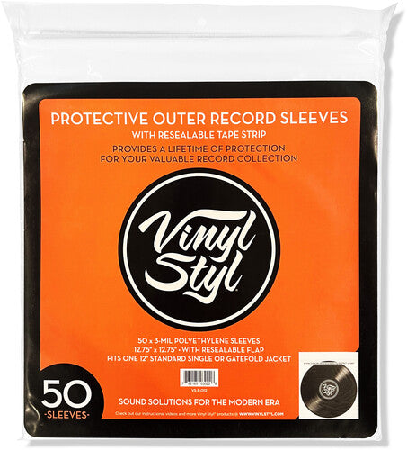Vinyl Styl - Vinyl Styl®VS-P-012 12 Inch Outer Record Sleeves - Resealable Flap - 50 Count (Clear) |