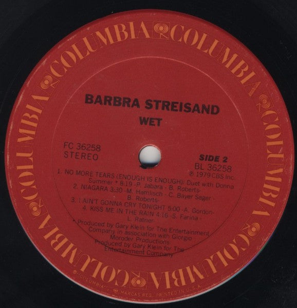 Barbra Streisand Wet Near Mint (NM or M-) Near Mint (NM or M-)