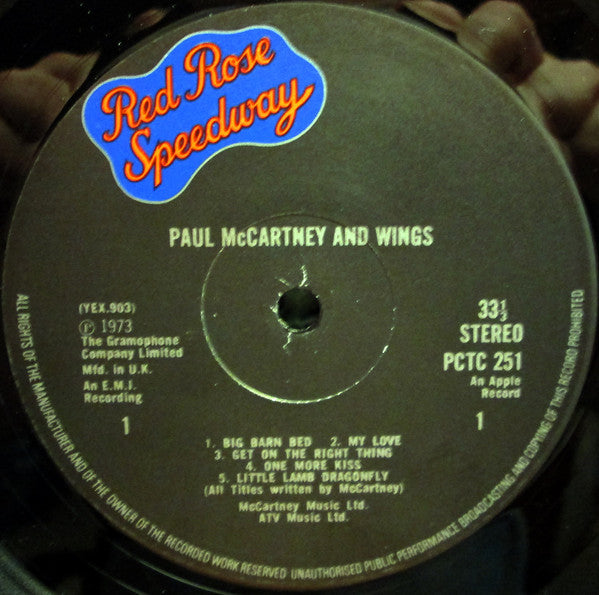 Wings (2) Red Rose Speedway Apple Records, Apple Records LP, Album, Gat Very Good (VG) Very Good Plus (VG+)