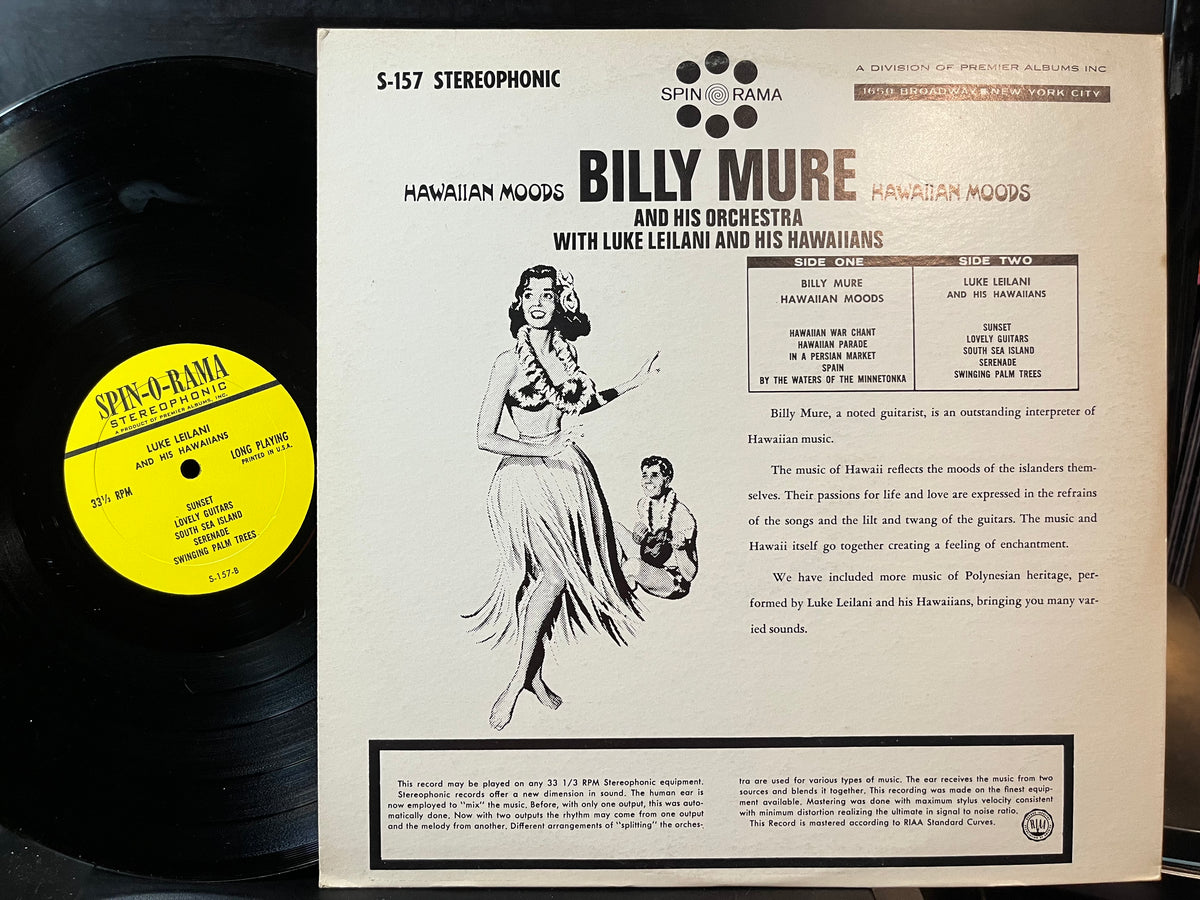 Billy Mure And Orchestra - Hawaiian Moods (VINYL LP SPIN-O-RAMA M-157 1965) | USED Near Mint- (NM-) Near Mint (NM) - WORLD/HAWAIIAN / USED *NEAR MINT-*