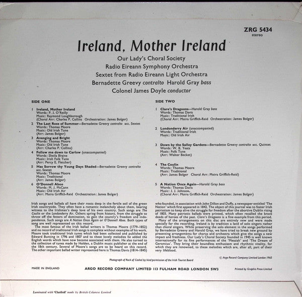 Our Lady's Choral Society - Ireland, Mother Ireland *UK* | Near Mint (NM) Near Mint (NM) - WORLD / IRISH *USED *NEAR MINT**