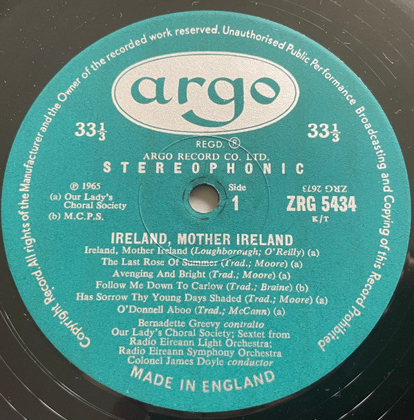 Our Lady's Choral Society - Ireland, Mother Ireland *UK* | Near Mint (NM) Near Mint (NM) - WORLD / IRISH *USED *NEAR MINT**