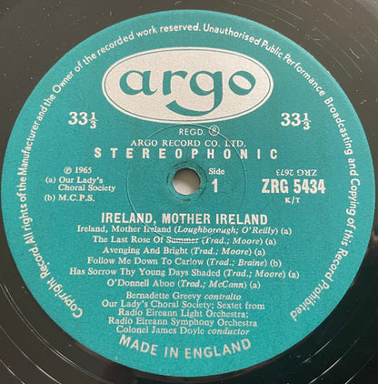 Our Lady's Choral Society - Ireland, Mother Ireland *UK* | Near Mint (NM) Near Mint (NM) - WORLD / IRISH *USED *NEAR MINT**