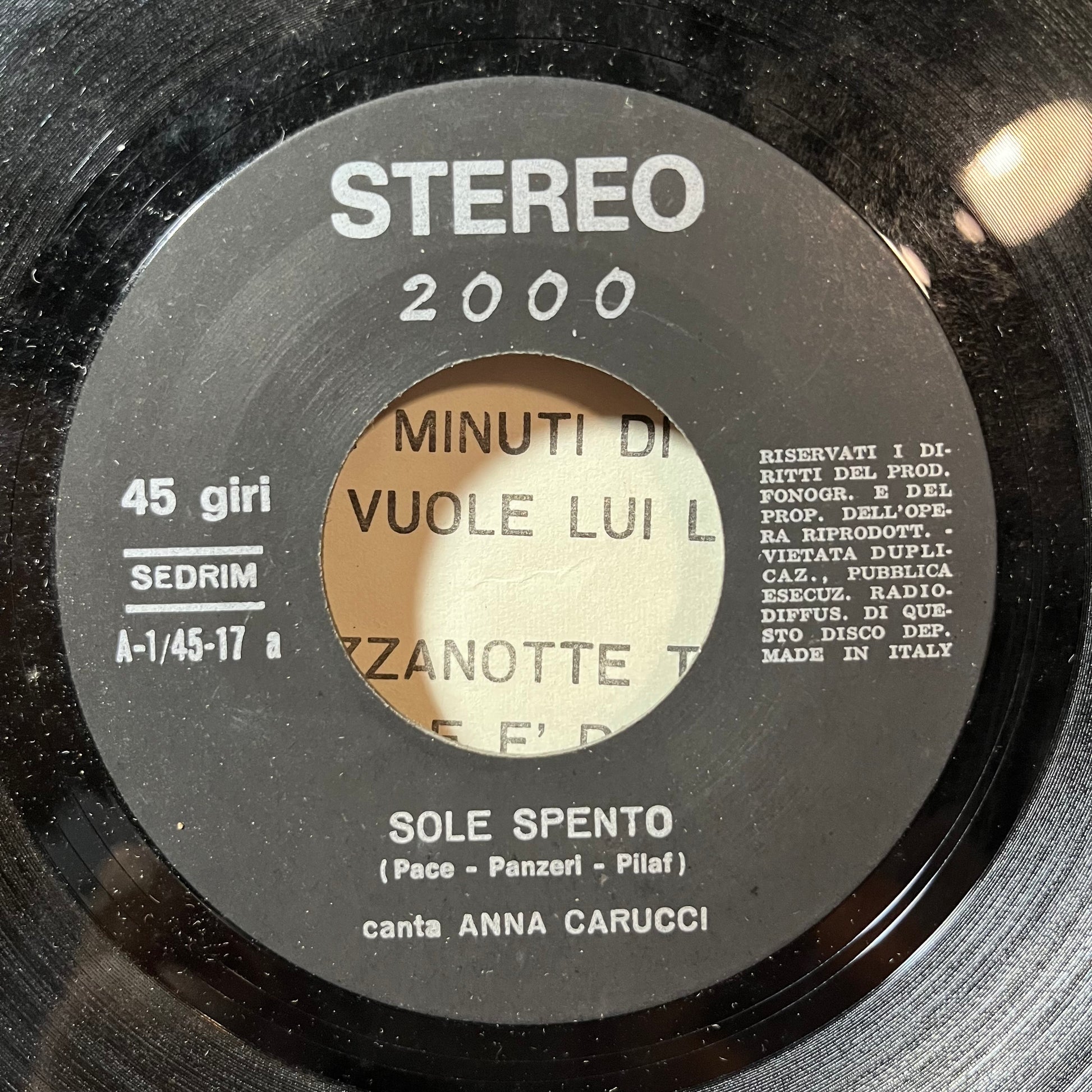 Sole Spento / Piccola Citta (7" ITALY VINYL) | - WORLD/ITALIAN / USED *VERY GOOD++*