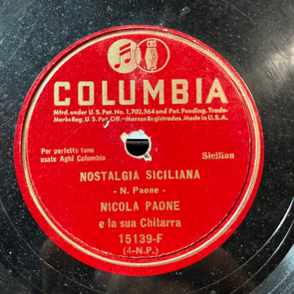 Nostalgia Siciliana / Zio Nicola (10" 78RPM RECORD) | Very Good (VG) Generic - WORLD/ITALIAN / USED *VERY GOOD*