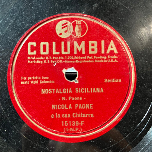 Nostalgia Siciliana / Zio Nicola (10" 78RPM RECORD) | Very Good (VG) Generic - WORLD/ITALIAN / USED *VERY GOOD*