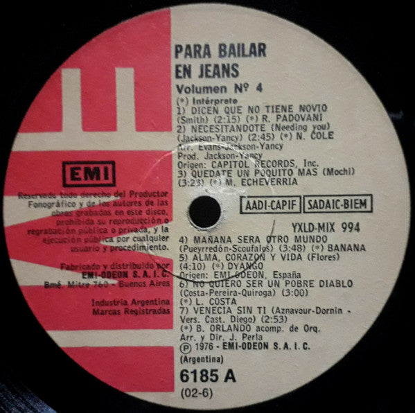 Various - Para Bailar En Jeans - Vol. 4 | Excellent (EX) Generic - WORLD/LATIN / USED *EXCELLENT*