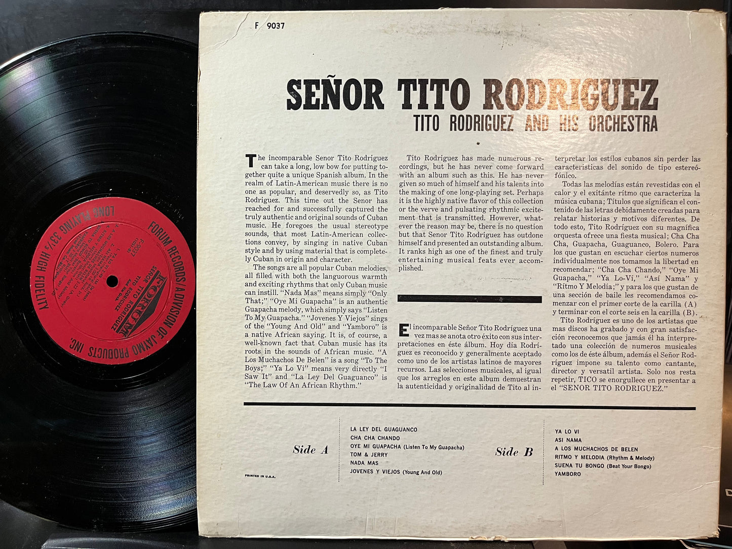 Tito Rodriguez And His Orchestra - Señor Tito Rodriguez (VINYL LP) | Near Mint- (NM-) Excellent (EX) - WORLD/LATIN / USED *NEAR MINT-*