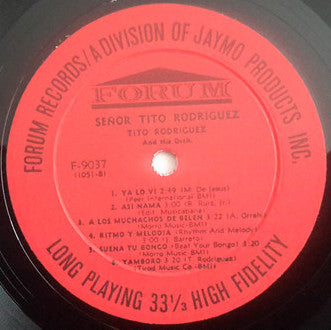 Tito Rodriguez And His Orchestra - Señor Tito Rodriguez (VINYL LP) | Near Mint- (NM-) Excellent (EX) - WORLD/LATIN / USED *NEAR MINT-*