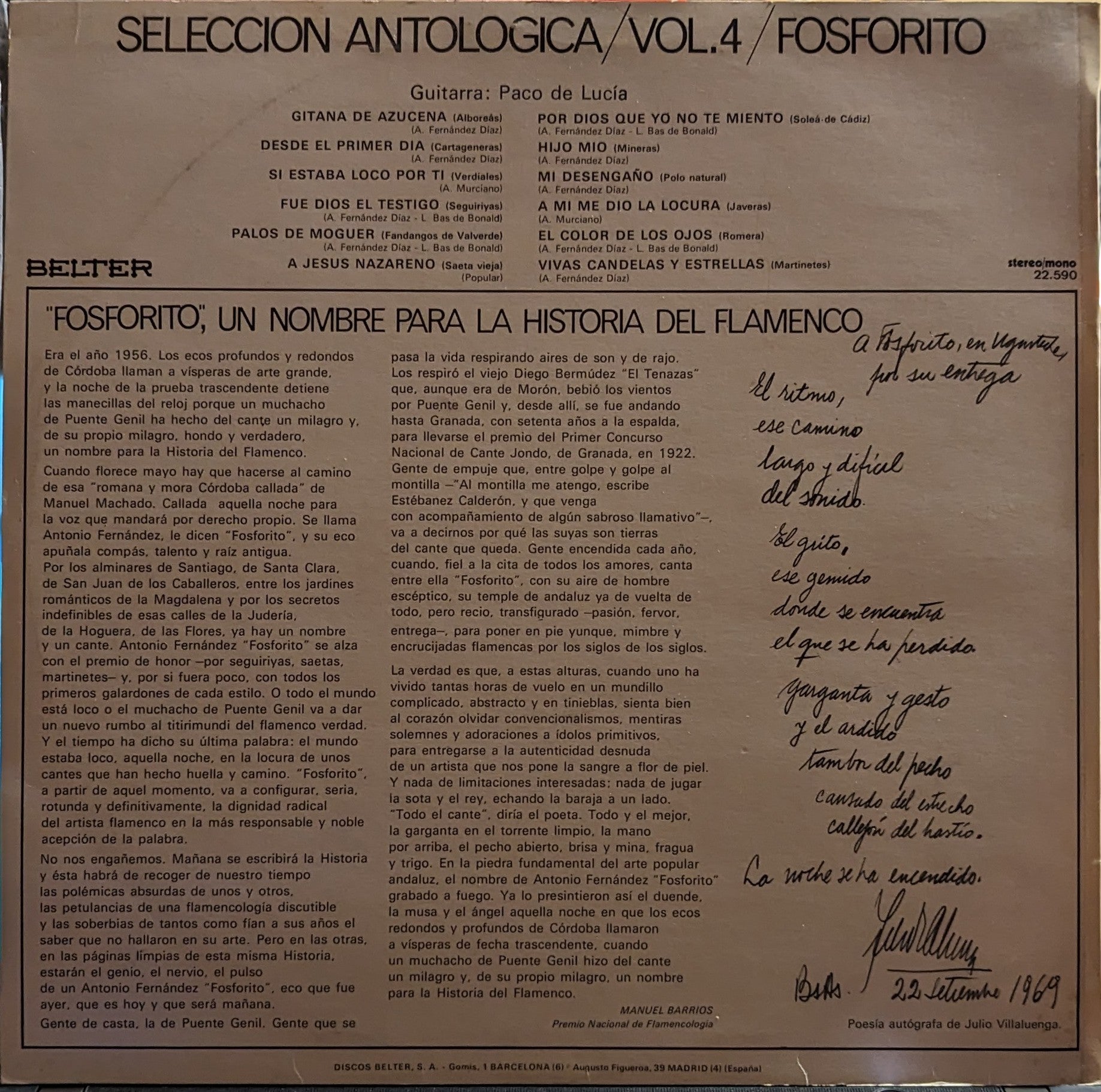 Fosforito - Seleccion Antologica / Vol. 4 *SPAIN* | Near Mint (NM) Excellent (EX) - WORLD/LATIN / USED *NEAR MINT*