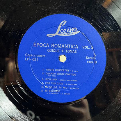 Epoca Romantica Con Quique y Tomas Vol 3 (VINYL) | Very Good Plus (VG+) Very Good (VG) - WORLD/LATIN / USED *VERY GOOD+*