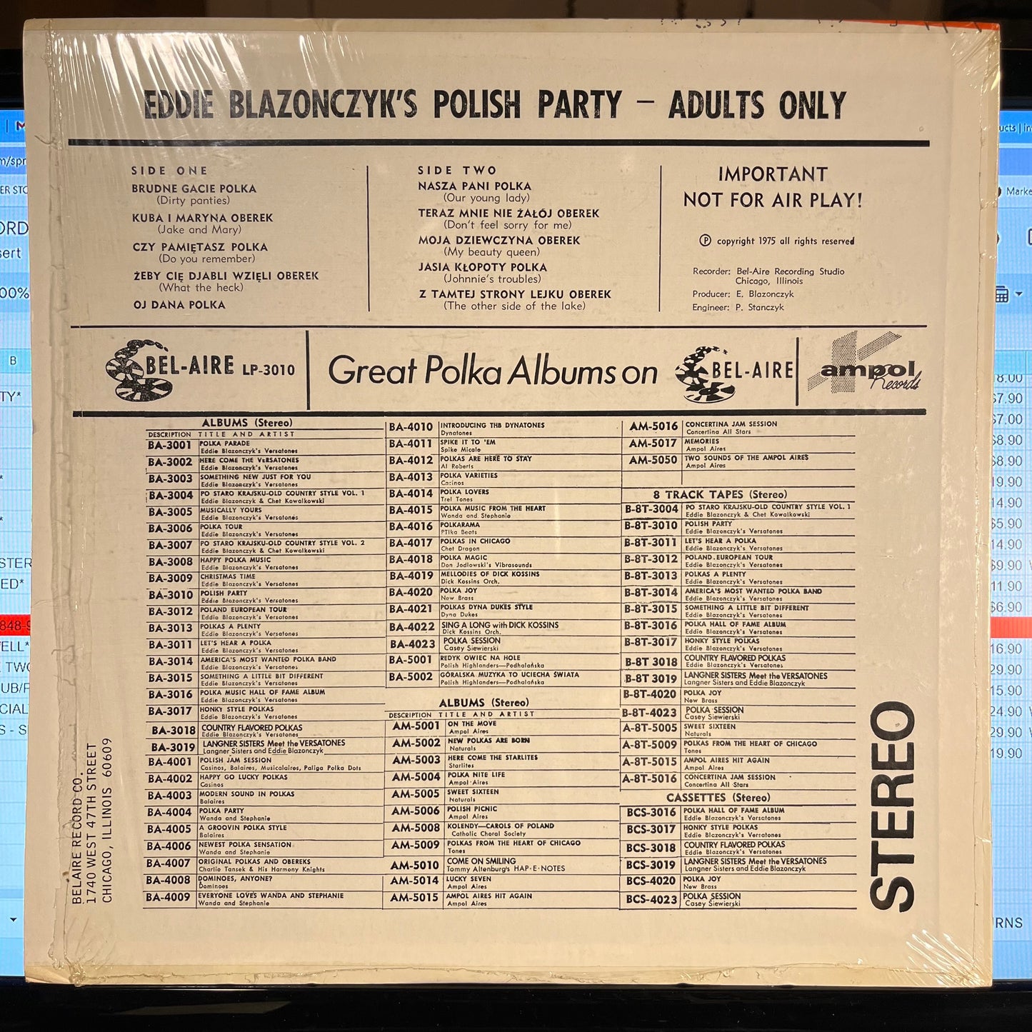Eddie Blazonczyk's Versatones - Polish Party | Near Mint (NM) Near Mint (NM) - WORLD/POLKA / USED *NEAR MINT*