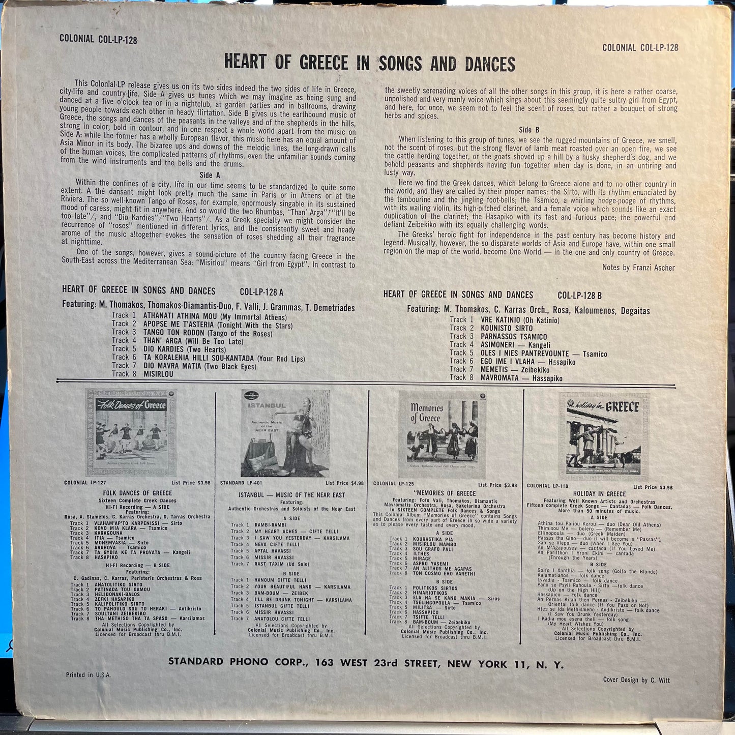 Various - The Heart Of Greece In Songs And Dances *PROMO* | Excellent (EX) Very Good (VG) - WORLD / USED *EXCELLENT*