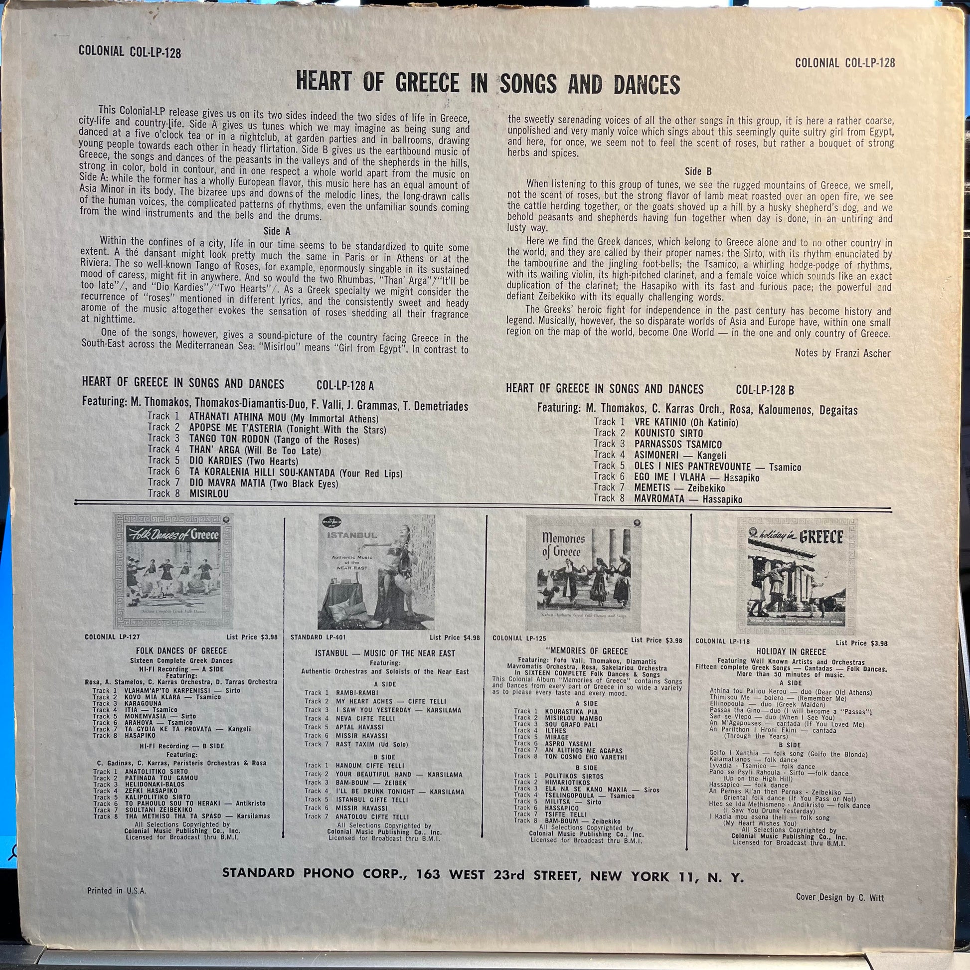 Various - The Heart Of Greece In Songs And Dances *PROMO* | Excellent (EX) Very Good (VG) - WORLD / USED *EXCELLENT*